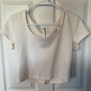 Ambiance - White zip up crop top